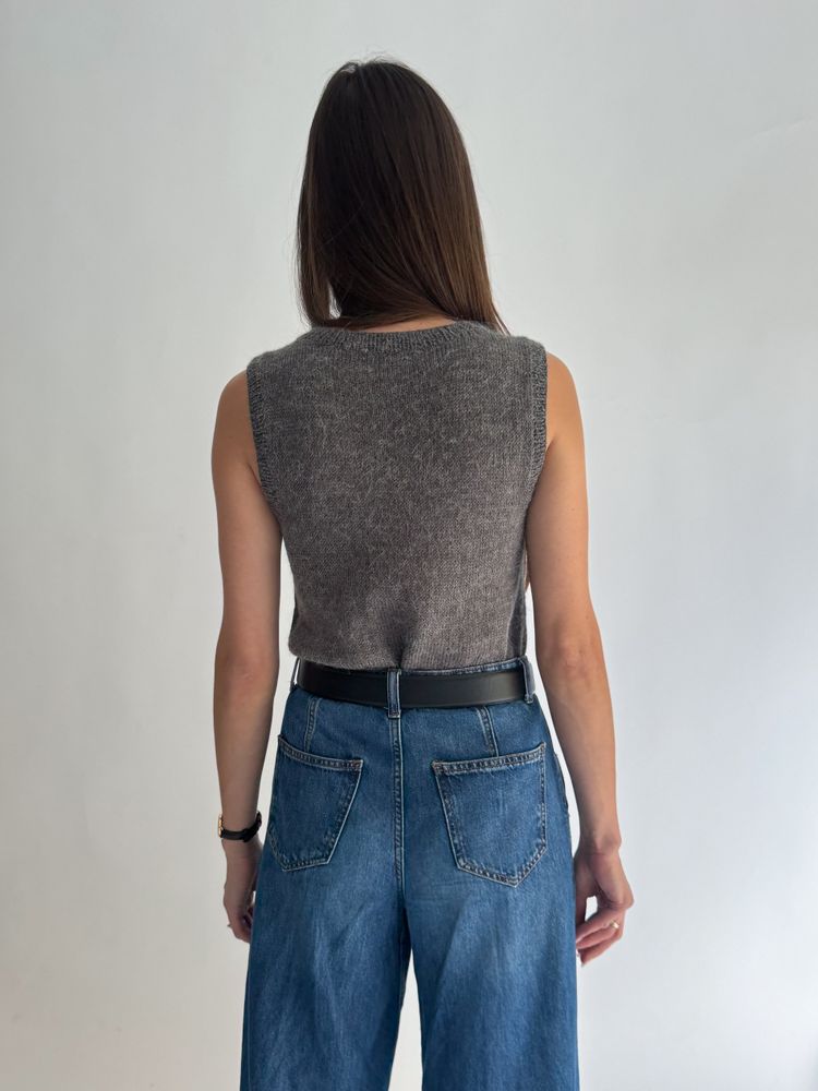 Wełniana szara kamizelka handmade 4
